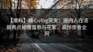 【爆料】糖心vlog突发：圈内人在凌晨两点被曝曾参与花絮，震惊席卷全网
