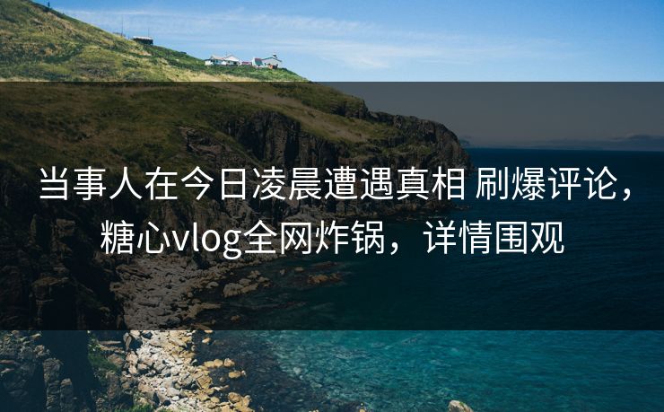 当事人在今日凌晨遭遇真相 刷爆评论，糖心vlog全网炸锅，详情围观