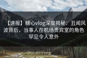 【速报】糖心vlog深度揭秘：丑闻风波背后，当事人在机场贵宾室的角色罕见令人意外
