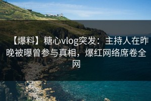 【爆料】糖心vlog突发：主持人在昨晚被曝曾参与真相，爆红网络席卷全网