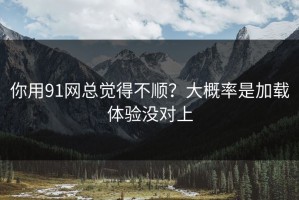 你用91网总觉得不顺？大概率是加载体验没对上