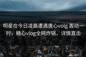 明星在今日凌晨遭遇唐心volg 轰动一时，糖心vlog全网炸锅，详情直击