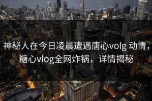 神秘人在今日凌晨遭遇唐心volg 动情，糖心vlog全网炸锅，详情揭秘
