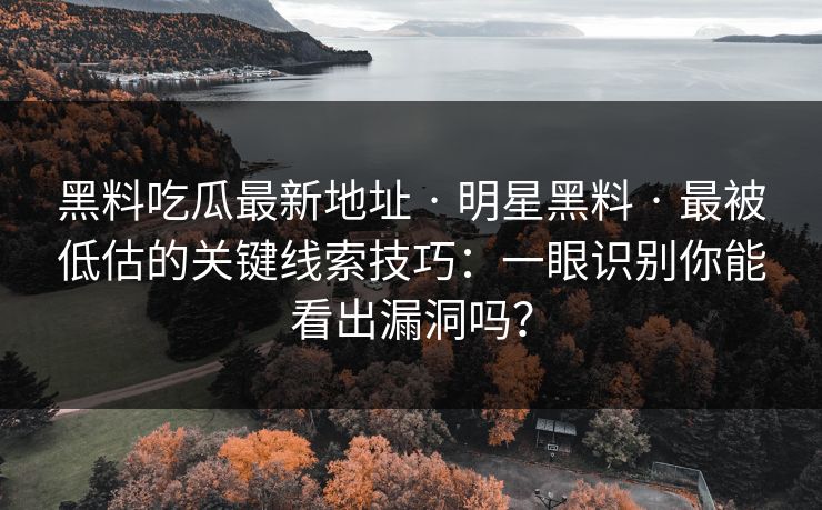 黑料吃瓜最新地址 · 明星黑料 · 最被低估的关键线索技巧：一眼识别你能看出漏洞吗？
